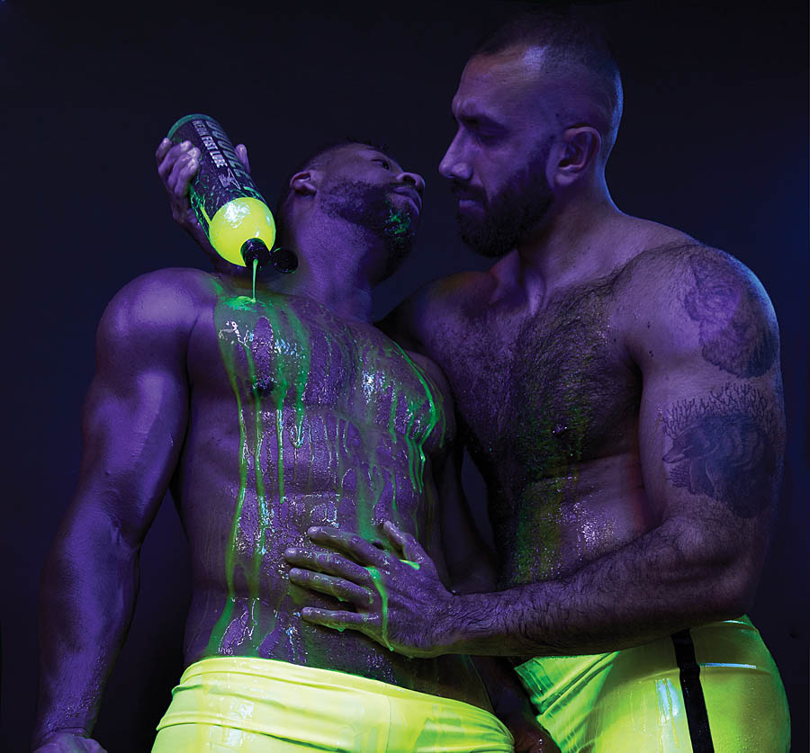 Double Down On The Naughty With Mister B Double F Neon Fist Lube Gay